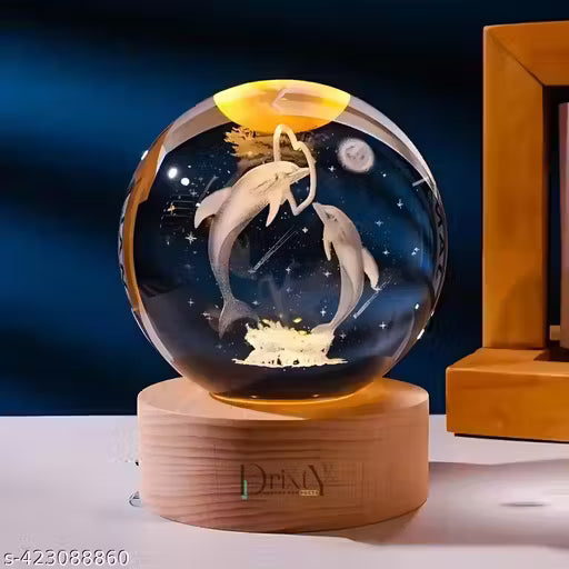 3D Crystal Ball with LED Wooden Base