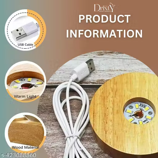 3D Crystal Ball with LED Wooden Base